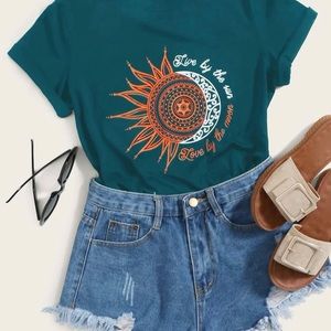 Live By The Sun, Love By The Moon Fitted Graphic Tee